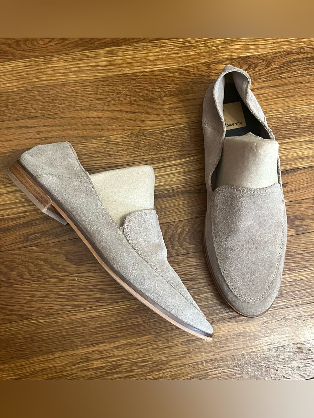 Dolce Vita 8.5 leather suede loafers flats tan taupe minimalist old money